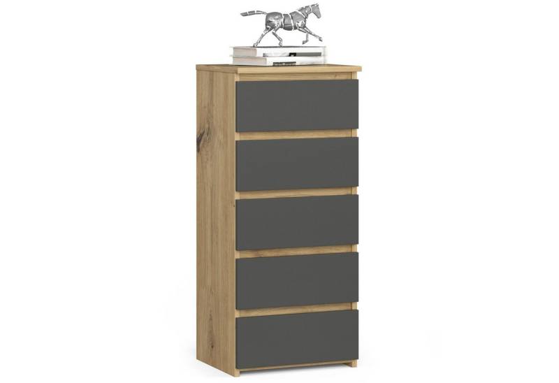 Akord Kommode Kommode Wohnzimmer 40 cm 5 Schubladen B40 x H92 x T35 cm Weiß von Akord