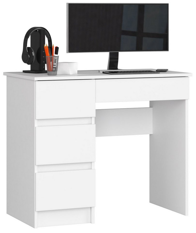 Akord Schreibtisch Schreibtisch Computertisch Büro A7 links B90 x H77 x T50 cm Weiß Akord Schreibtisch Schreibtisch Computertisch Büro A7 links B90 x H77 x T50 cm Weiß von Akord