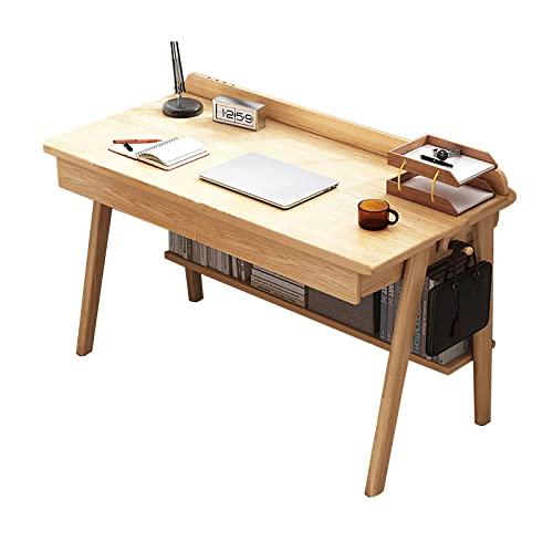 AkosOL Computertisch, einfacher Home-Schreibtisch aus massivem Holz, Schreibtische für Studentenwohnheime, Schreibtische für Schlafzimmer mit Schublade von AkosOL