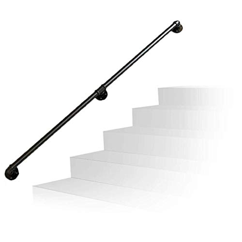 Geländerhandläufe - An der Wand montiertes Handlaufgeländer | Rutschfestes Treppengeländer | Treppengeländer für den Innen- und Außenbereich - Schwarzes Metallschmiedeeisen/Farbe/60 cm von AkosOL