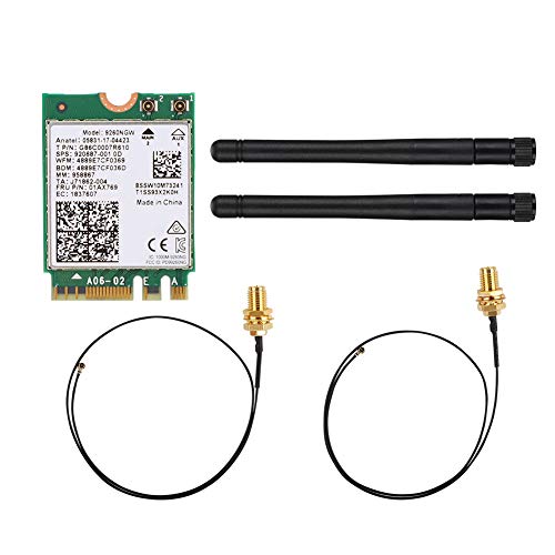 1,73 Gbps Dual Antenna Wireless Network Card, für Intel 9260 +2dB Antenne NIC Computer Adapter Laptop Notebook 2.4G 5G Network NGFf M.2 Portable Bluetooth 5.0.2dB NGFF AC Support von Akozon