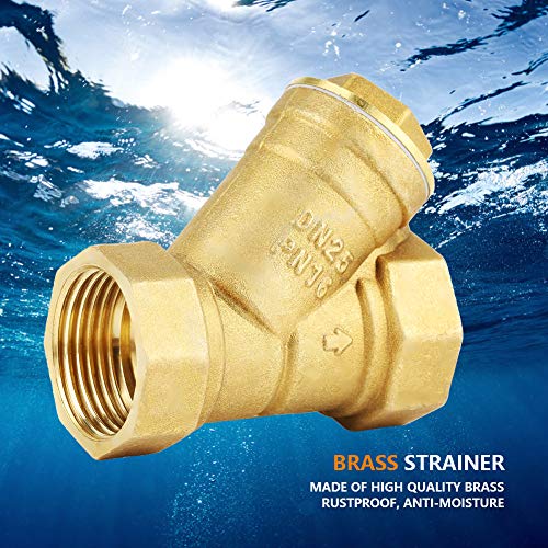 1"BSPP Y Shaped,1" BSPP Female Thread Brass Strainer Filter Messing Sieb Filterventil Innengewinde Anschluss Valve Connector für Wasser Öl Trennung von Akozon