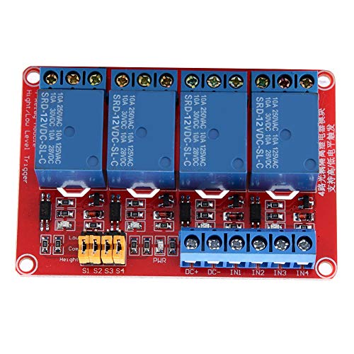 Akozon 12V Relais Platine, 4-Kanal Optokoppler Relais Modul, Low Trigger 5V/12V/24V, kein 5V Board, High Ampere; 12V von Akozon