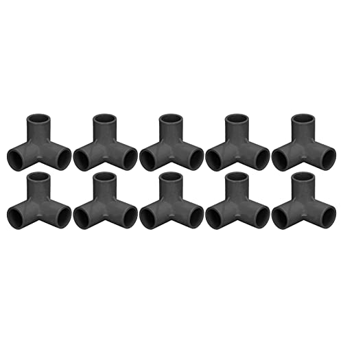 3-Wege-Rohrverschraubungen aus PVC-Kunststoff, 10 Stück, T-Winkel-Eckverbinder, 25 Mm Innendurchmesser (BLACK) von Akozon