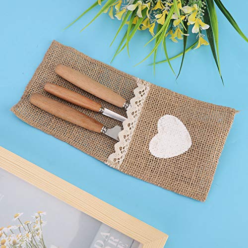 Akozon 10pcs Jute Spitzencastlery Halter Burlap Messer Fork Taschenbeutel für Hochzeits- und Weihnachtsfeierdekoration (Liebesgeschirrtaschen) von Akozon