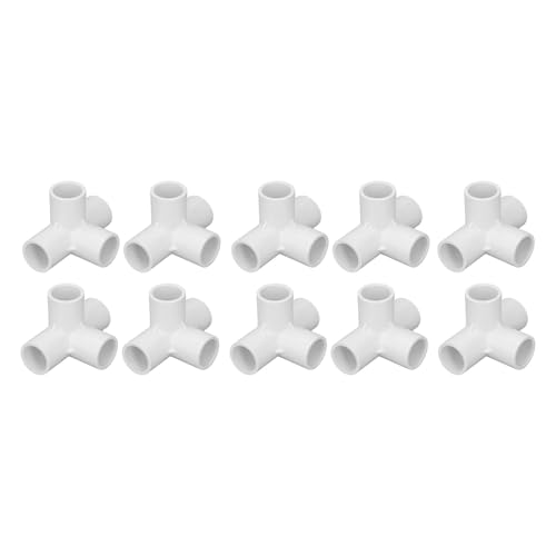 Akozon 10pcs PVC -Rohranpassungsstecker 0,8 Zoll 4 -Wege Ellbogen Ausstattung für Möbel, Zelt und Gartenstrukturen (White) von Akozon