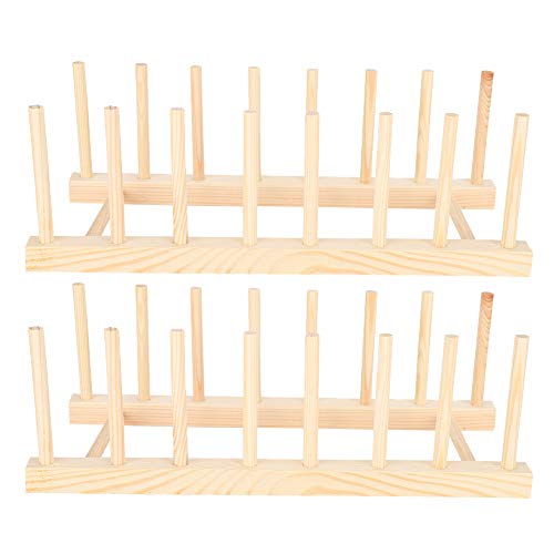 Akozon 2 Set Holzstich Lager Rack Vielseitige Küchenutensilienorganisator und Bücherregal Massive Holzheimdekoration von Akozon