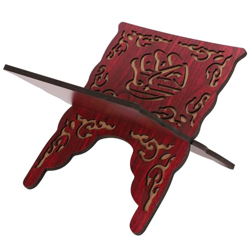 Akozon 2 Stück Koran Halter groß Wooden Bible Book Stand Quran Ständer Koran Ständer Gebetsbuchhalter Buchständer Koran Stehen Retro Geschnitzte Rote Muslimischen Lesen Bücherregal Halter von Akozon