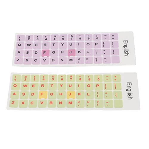 Akozon 2 Stück Tastatur-Aufkleber, Bunte Englische Sprache, Staubdicht, Wasserfest, PVC-Material, Computer-Tastenkappen-Aufkleber (D) von Akozon