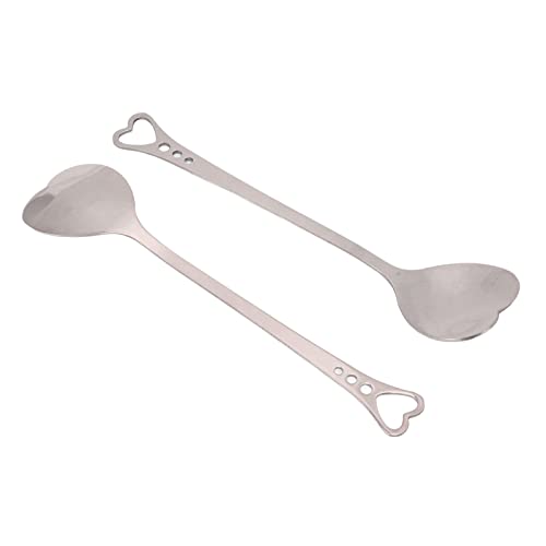 Akozon 2pcs Herzförmige Dessert- und Kaffeelöffel Langlebig Weniger Stahl, Ergonomischem Griff, für Eiscreme, Kuchen und Besondere Anlässe (SILVER) von Akozon