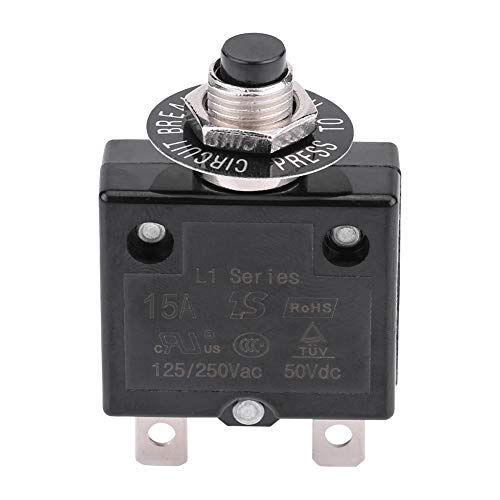 Akozon Strom-Überlastschutz DC 50 V AC 125–250 V Manueller Reset Thermoschalter Leitungsschutzschalter Übersicherung Therma Schalter Leitungsschutzschalter (15 A) von Akozon