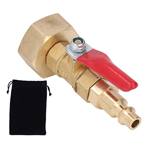 Akozon Ausblasadapter Wasserleitung Druckluftkupplung Schlauch Wasserhahn Ausblas Adapter Messing Blowout Adapter mit 1/4 Zoll Male Quick Connector 3/4 Zoll Male GHT Thread für RV Yachten(Weiblich) von Akozon