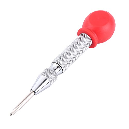 Akozon Automatic Center Punch, Mittelpositionierer HSS Tip Schutzkappe Metallbearbeitung Punching Marking Tool Auto Sicherheit Fensterbrecher Mit Einstellbarer Deckel(Silber) von Akozon