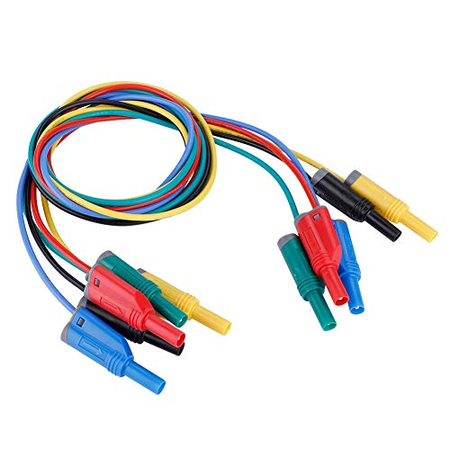 Akozon Banana Plug Kabel, 5pcs Elektronische Test Leads Kit P1050-1 4mm Bananenstecker Sicherheit Soft Silicone Wire Stack Prüfkabel 14AWG Verlängerungskabel Multimeter Test kabel set von Akozon