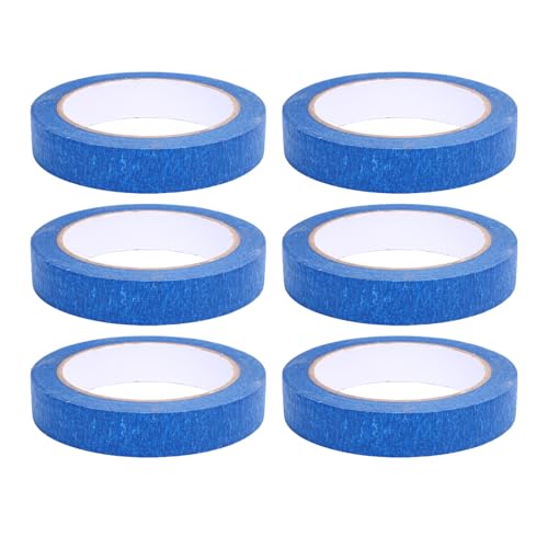 Akozon Blaues Malerband, 30 M, für Autos, Abdeckband, Hitzebeständig, für Malerei, Schule, Handwerk (6 Rollen) von Akozon