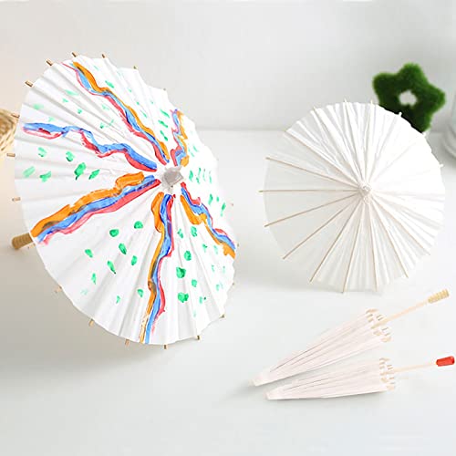 Akozon Chinesischer Regenschirm, Weißes Farbpapier, Dekoratives Regenschirmpapier, Weißes Hochzeitsdekor, Foto, Cosplay-Stütze, Regenschirm, Sonnenschirm, Schule (Durchmesser 40cm) von Akozon