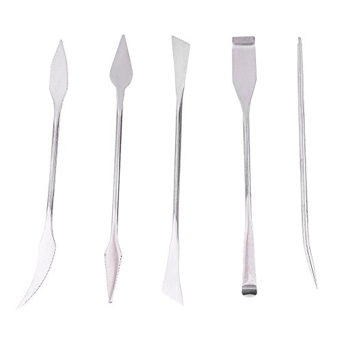 Akozon Clay Sculpting Tools 5 Stücke Edelstahl Wachs Ton Keramik Carving Modellierung Skulptur DIY Handwerk Art Tools Set Clay Modellierwerkzeuge Holzskulptur Messer fur Profis oder Anfanger von Akozon