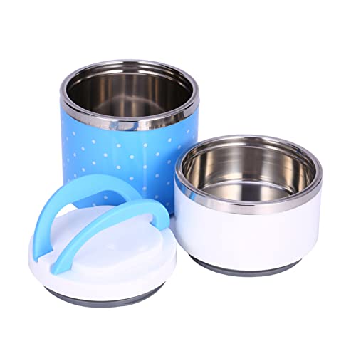 Akozon Contenitore per alimenti in acciaio INOX, 1 – 3 strati (doppio strato, blu) hot food container,thermo-lunchbox,hot lunch box,Edelstahl-Boxen,heiß Container kids,warm-box Kinder,Thermoskanne fo von Akozon