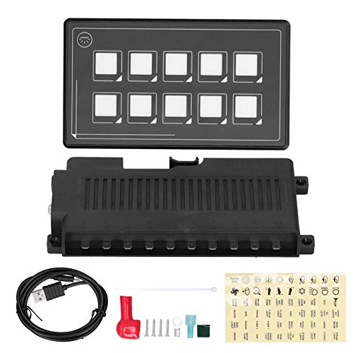 Akozon Control Switch Panel, 10P Membran Control Switch Panel Bluetooth APP-Steuerung mit Hintergrundbeleuchtungsmodul LED-Touch Eingebauter PPTC für RV-Bootsschalter von Akozon