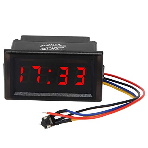 Akozon DC4.5-30 V, wasserdicht, staubdicht, Auto, elektronische Uhr, LED-Digitalanzeige (rot) von Akozon