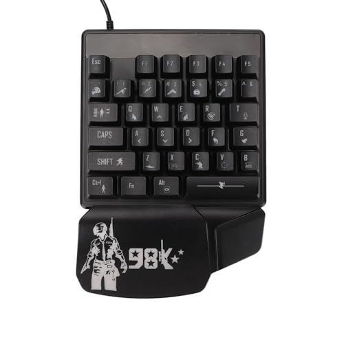 Akozon Einhand-Gaming-Tastatur, 35 Tasten, Einzelne LED, Leuchtendes USB-Kabel, Yboards, Ergonomie-Design, Schwarz für Espor S Game, Mechanisches Professionelles Tastenfeld, Con-Roller, von Akozon