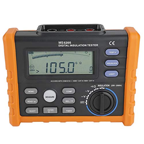 Akozon Erdungswiderstand Tester PEAKMETER PM5205 Digitales Megohmmeter Digital Analoganzeige 0,01 M100 G2500V Isolationswiderstand Tester Meter Automatische Berechnung AC DC Spannung Test von Akozon