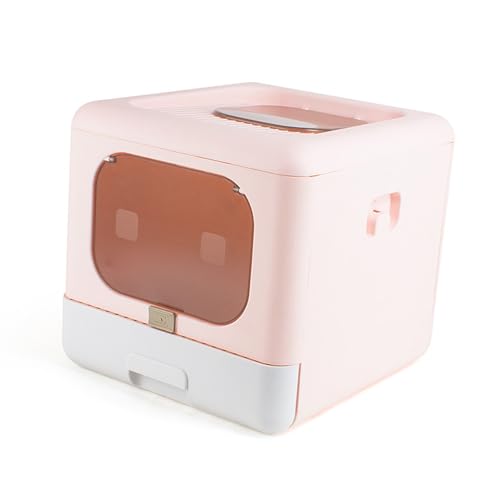 Akozon Geschlossener Katzenstreubox Faltbares Design mit Schaufel und 2 Türen Anti -Spritzer -Katzen Toilette für Haustiere (PINK) von Akozon