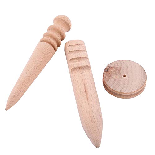 Akozon Holz Leder Burnisher, Kantenpolierer Leder Holzkante Slicker Multi-Size Burnisher Leder Handwerk DIY Handwerkzeug für Leder Handarbeit (3 in 1 Set) von Akozon