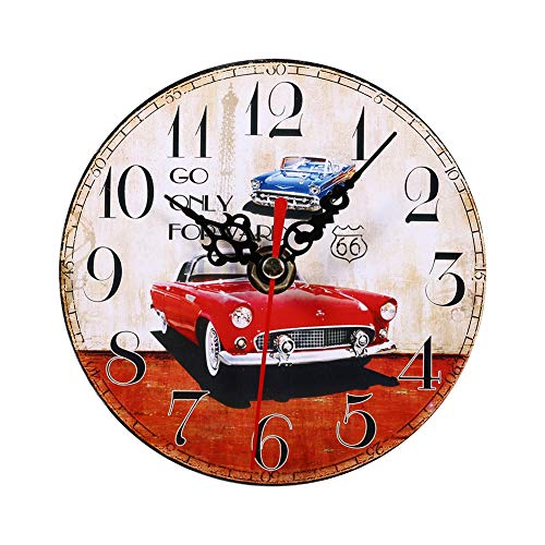 Akozon Horloge Murale Pendules murales, Creative Antique Wall Clock Vintage Style Wooden Round Numérique en Bois Ronde Digitale Décor Pour Chambre Bureau (#2) Clocks Home Office Decoration von Akozon