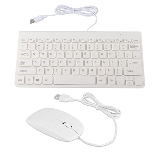 Akozon Kabelgebundenes Board und Maus, Hochwertige Optische USB-Mäuse-Kombination für PC, Laptop, Volle Größe, Kabelgebunden, mit Nummernblock, Schreibtisch-Op, Weiß (White) von Akozon