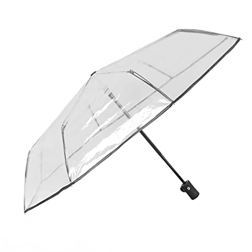 Akozon Kompakte Regenschirm Schwarze, Robuste Struktur Reise Zum Rucksack -Ausflug Im Freien für Transparentes Automatisches Design von Akozon