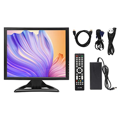 Akozon LED-Farbmonitor, 17-Zoll-LED-Monitor mit VGA HD Multimedia AV BNC USB DC-Eingang, Tragbares HD-Farbdisplay mit Fernbedienung (EU-Stecker) von Akozon