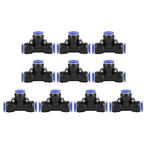 Akozon Luft Schnellkupplung Kit Kupplung 10 Stücke Pneumatische Schnellmontage OD 12mm Luftschlauch Pneumatische 3 Way T type Union Connector Steckverbinder Quick Fittings T-Stück von Akozon