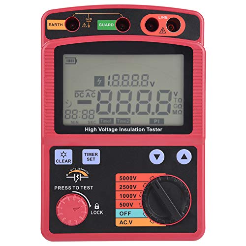 Akozon Megohmmeter Digitaler Isolationsmessgerät Widerstands Tester 5KV 0.0M-1000GGM3125 Hochspannungs-Megohmmeter Automatische Berechnung Durchgangsprüfung DC/AC Spannung Test von Akozon