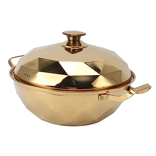 Akozon Mehrzweck-Suppentopf, 2-stufiges Dampfkochgeschirr aus 201 Edelstahl mit Deckelgriff für die Küche Gold (Gold) von Akozon