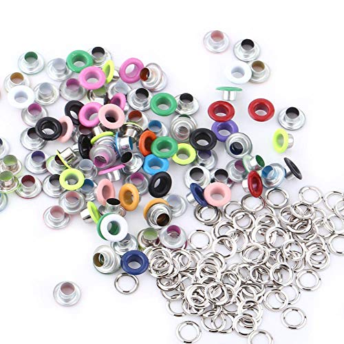 Akozon Metall Ösen Loch 100 Sets 5mm Metallic Scrapbooking Ösen Schnalle Leder Handwerk Bekleidung Zubehör für Lederhandwerk und Scrapbooking Dekoration zu dekorieren(Gemischte Farbe) von Akozon