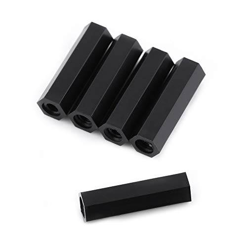 Akozon Nylon Schwarz Hex Spacer, 100Pcs M3 Innensechskant Gewinde Spacer Distanzbolzen Schwarz Nylon Sechskant Abstandsbolzen Muttern Sortiment mit Kunststoff-Box(M3*25) von Akozon