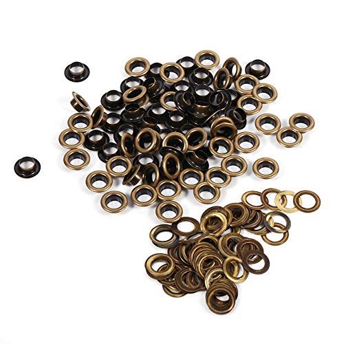 Akozon Ösen Loch Metall Ösen Bronze Schwarz Gold Runde Ösen DIY Dekoration Zubehör für Lederhandwerk und Scrapbooking Dekoration zu dekorieren(12mm 20 teile/sätze) von Akozon