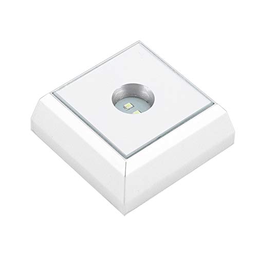 Akozon Quadratische LED-Lampe, für Kristall-Acryl-Statuen-Display, Silberweißer Lichtsockel-Ständerhalter (Weißes Licht 6000K) von Akozon