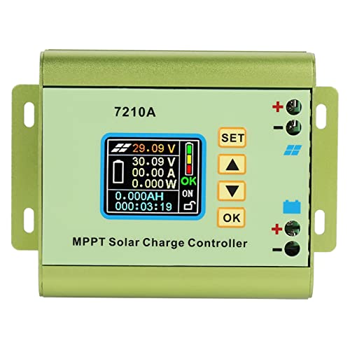 Akozon Solarladeregler MPT-7210A Aluminiumlegierung LCD Anzeige MPPT Solarpanel Laderegler Batterie Regler Laderegler mit LCD-Display für 24/36/48/60/72V-Batterie von Akozon