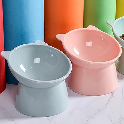 Akozon Titel: Erhöhte Geneigte Katzenfutterschale mit Einem Rutschbasi (Blau grau) von Akozon