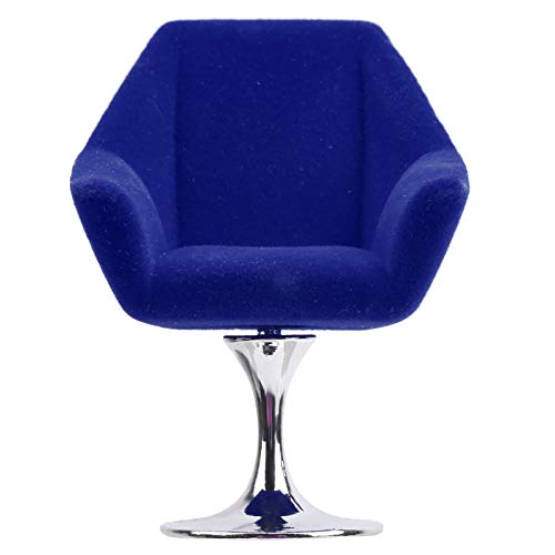 Akozon Titel: Mini -Möbelsessel für 1:12 Miniaturpuppenhaus - Sperrstuhlzubehör mit Rotierender Funktion (Blue) von Akozon