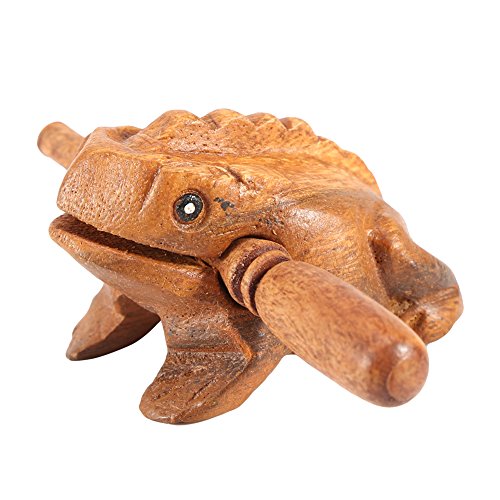 Akozon Ton Frosch Holz, Lucky Frog Croaking Musical Holzfrosch Raspel Musikinstrumente Instrument Home Office Decor #1 Thailand Traditional Craft Wooden (Nr. 1 5,8 cm) von Akozon