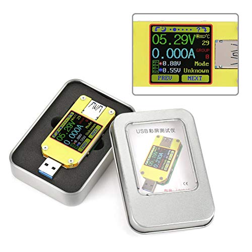 Akozon USB Tester, USB Last UM34/UM34C Spannung Strommessung Typ C Meter USB3.0 Farbbildschirm Tester Digital LCD Farbanzeige Tester Tester Kabel Strom Spannung Widerstand Kapazität(UM34C) von Akozon