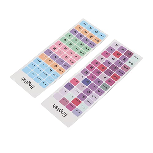 Akozon Universal English Keyboard S Ickers, 2 Stück Bunte, Staubdichte Tastaturen mit Wasserdichter Beschichtung, PVC-Material, Compu Er-Tastenkappen für PC, Laptop, Schreibtisch (E) von Akozon