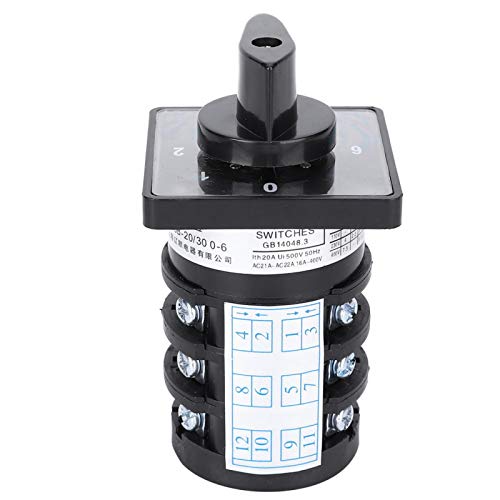 Akozon Wechselschalter 500V 20A 7-Positionen 12 Klemmen Verriegelungstyp 0-1-2-3-4-5-6 Nockenwechselschalter von Akozon