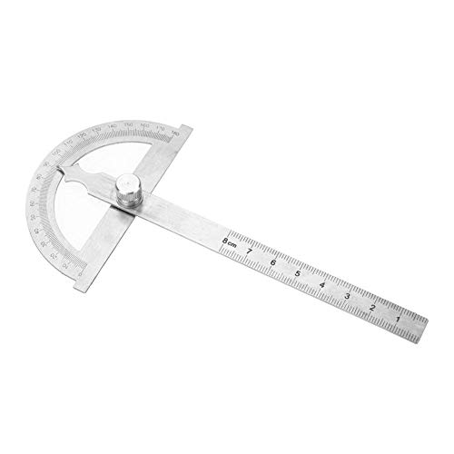 Akozon Winkelmesser Lineal 0-180 Grad Edelstahl Winkelmesser Goniometer Winkelsucher Messgerät 15 cm Lineal(120 * 150mm) von Akozon