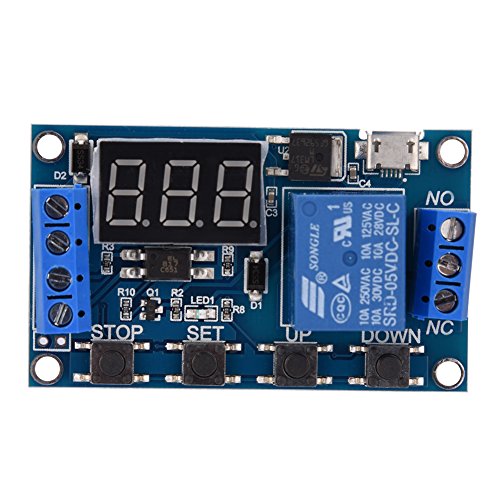 Akozon Zeitgeber Relais Modul DC 6V ~ 30V Trigger Verzögerung On/Off Zyklus Timer Relay Switch Modul LED-Anzeige Micro USB 5V Trigger Delay Digital LED Board Aus Optokoppel Relais Modul von Akozon