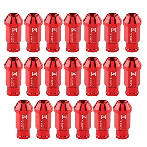 Akozon M12 Lug Nuts, Radmuttern Kappen Radschraube M12x1,25 Kegelbund Rote Felgen Muttern Mg Zr Autoreifenschraube Rennradmutter (Rot) von Akozon