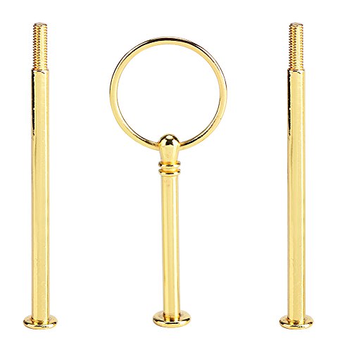 Beschläge für Tortenständer, Beschläge für Obstteller Beschlagbeschläge 3 TierHolder (3 Tiers Round Gold) Multi Tiers Cake Tray Stand Handle (Runde drei Schichten Gold) von Akozon